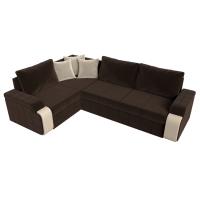 Угловой диван Николь (микровельвет коричневый бежевый) - Изображение 1